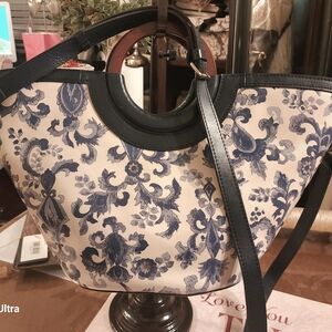 Floral Blue and White Tote Bag